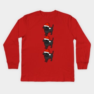 Stack of Cute Christmas Santa Dogs Kids Long Sleeve T-Shirt